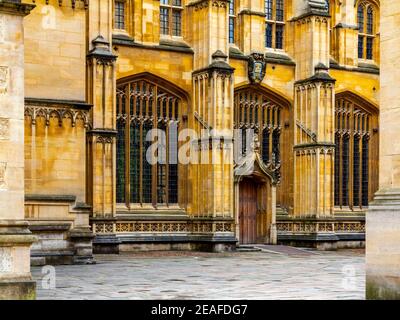 Doorway and windows in one of the buildings of the Bodleian Library in the centre of Oxford and part of the University of Oxford England UK Stock Photo