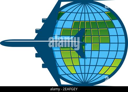 Airplane flying around the earth as a travel symbol Stock Vector