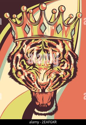 lion with crown colored background vector illustration Stock Vector