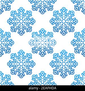Winter semless pattern with blue snowflakes for christmas design Stock Vector