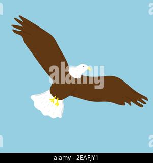 bald eagle with golden beak. Hand drawn vector illustration isolated on white background. Stock Vector