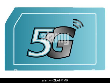 Illustration of 5G internet bluesign on white background Stock Photo