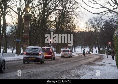 A view of an Edinburgh street after a heavy snow storm Stock Photo