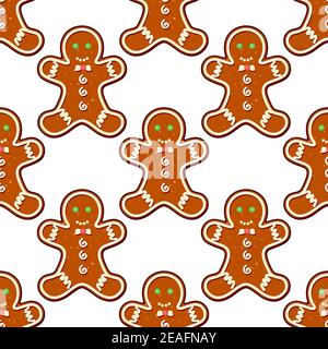 Ginger cookies seamless pattern background for christmas design Stock Vector