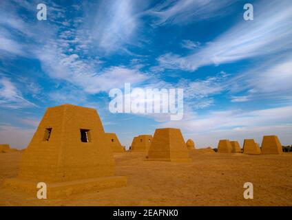 Garamantian burial tombs and pyramids, Fezzan, Germa, Libya Stock Photo