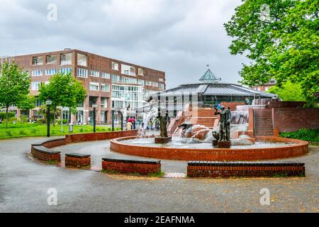 Gauklerbrunnen fountain in Stadtpark in Dortmund, Germany Stock Photo