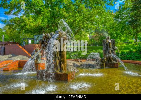 Gauklerbrunnen fountain in Stadtpark in Dortmund, Germany Stock Photo