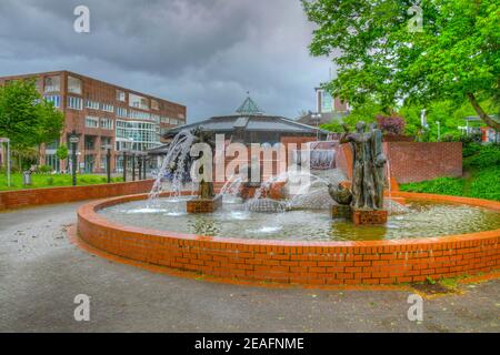 Gauklerbrunnen fountain in Stadtpark in Dortmund, Germany Stock Photo