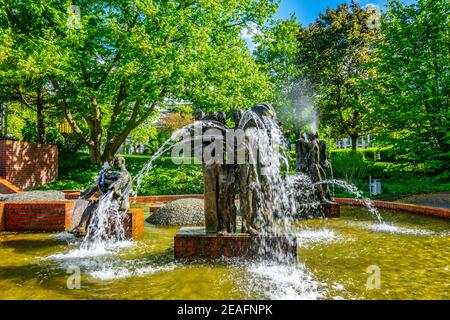 Gauklerbrunnen fountain in Stadtpark in Dortmund, Germany Stock Photo