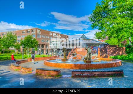 Gauklerbrunnen fountain in Stadtpark in Dortmund, Germany Stock Photo