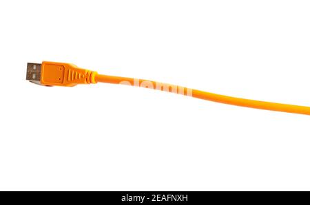 Orange USB cable isolated on white background Stock Photo