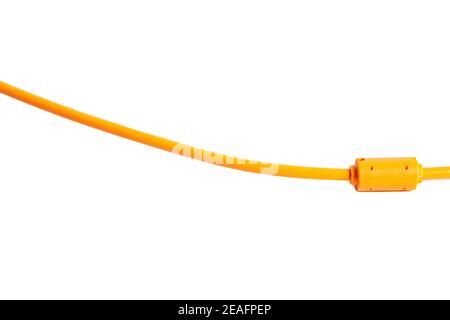 Orange USB cable isolated on white background Stock Photo
