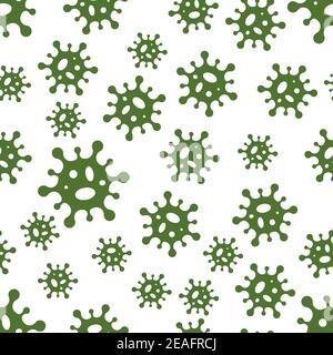 Seamless background virus molecules bacteria coronavirus, vector seamless green molecules virus medical background pattern Stock Vector