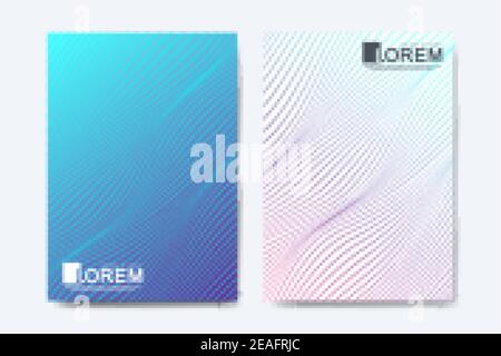 Abstract geometric pattern background with lines halftone dots cover page layouts design texture. Modern colorful abstract gradient pattern background Stock Vector