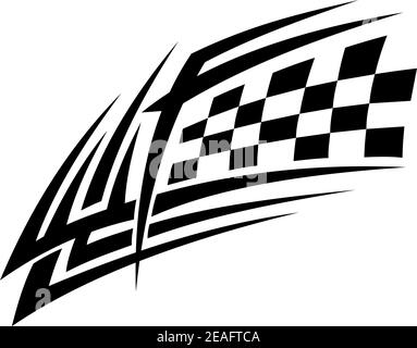 Racing tattoo in tribal style for sports design Stock Vector