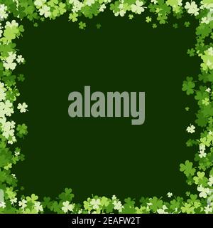 Happy Saint Patrick's day background made of trefoil clover. Stock vector illustration on green background Stock Vector