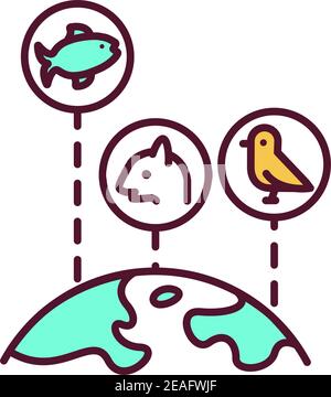 Biodiversity RGB color icon Stock Vector