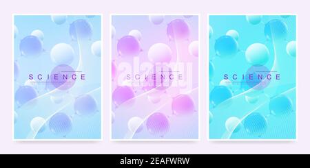 Modern vector template for brochure, leaflet, flyer, cover, magazine or annual report. A4 size with colorful abstract 3d molecules. Atoms. Neurons. Me