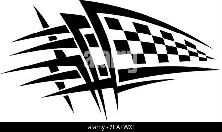 Racing tattoo with checkered flag Stock Vector