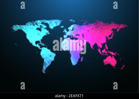 Map of the planet. Global social network. Floating blue plexus geometric background. Internet and technology. Vector illustration Stock Vector
