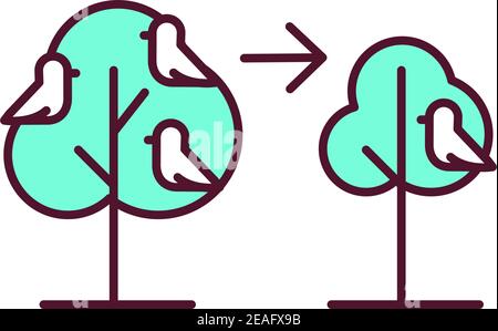 Defaunation RGB color icon Stock Vector