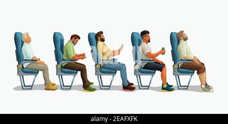 group of people sitting in their seats Stock Vector