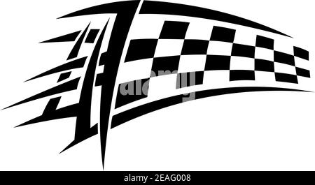 Racing tribal tattoo with checkered flag Stock Vector