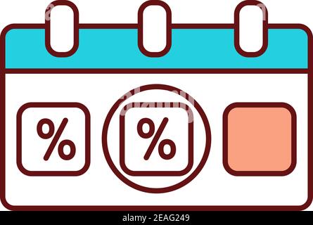 Seasonal clearance sale schedule RGB color icon Stock Vector