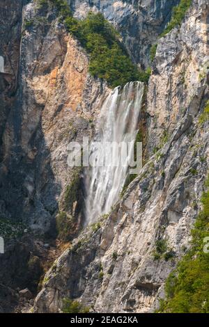 Boka waterfall in Julian Alps, Slovenia Stock Photo