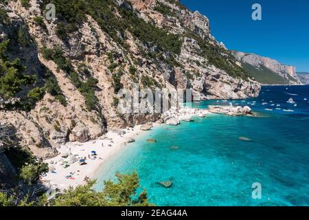 View from above of Cala Mariolu, a bay in the gulf of Orosei, in eastern Sardinia Stock Photo