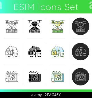 Estimating planting time icons set Stock Vector