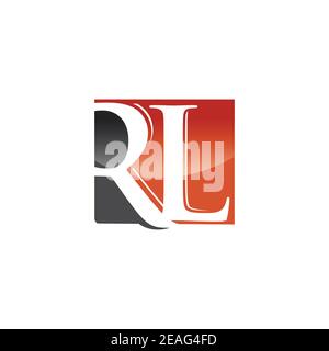Initial letter RL logo design template vector. Letter RL on square shape background with blank space or negative space style design logo Stock Vector