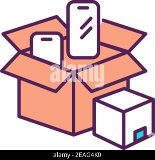 Unboxing technology RGB color icon Stock Vector