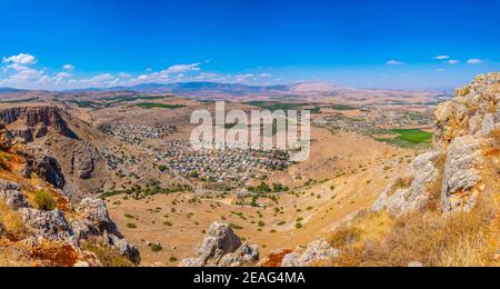 Aerial view of Hamam village from Mount Arbel in Israel Stock Photo