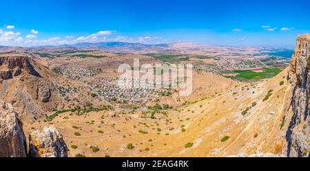 Aerial view of Hamam village from Mount Arbel in Israel Stock Photo