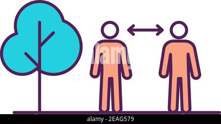 Social distance RGB color icon Stock Vector