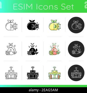Smart farm system icons set Stock Vector