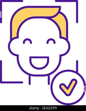 Recognize face RGB color icon Stock Vector