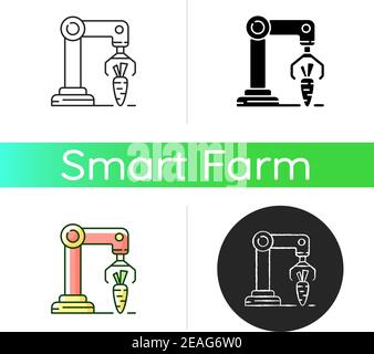 Harvesting robotics icon Stock Vector