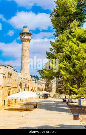 stone arcade on the way to the Al Aqsa mosque in Jerusalem, Israel Stock Photo