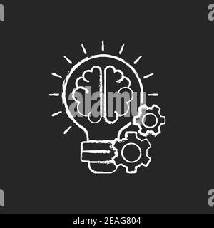 Idea generation chalk white icon on black background Stock Vector
