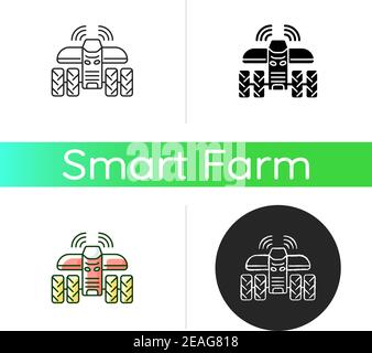 Driverless tractors icon Stock Vector