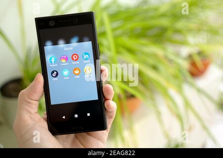 Milan, Italy - 02 01 2020: Social Network Applications for smartphone. Stock Photo