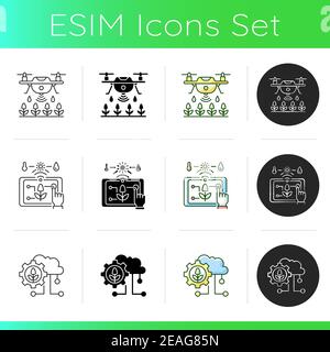 Smart agriculture icons set Stock Vector