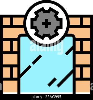 on wall installation mirror color icon vector illustration Stock Vector