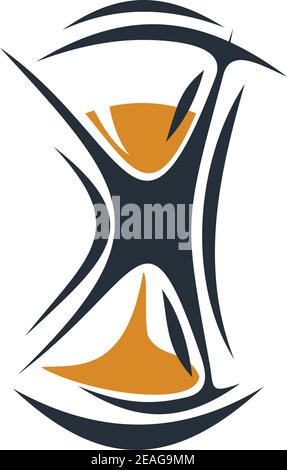 Cartoon illustration of an hourglass with sand running through measuring passing time on white Stock Vector