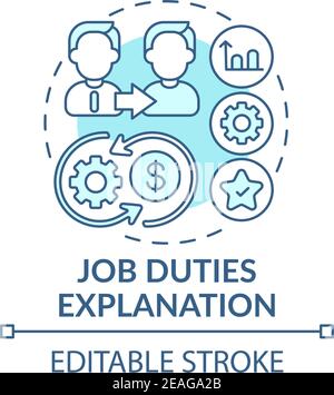 Related duties and responsibilities of position concept icon Stock Vector
