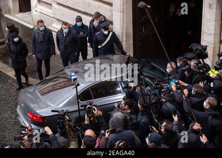 Rome, Italy. 09th Feb, 2021. Silvio Berlusconi enters Montecitorio Palace in his car (Photo by Matteo Nardone/Pacific Press) Credit: Pacific Press Media Production Corp./Alamy Live News Stock Photo