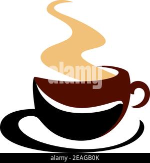 Hot steaming cup of freshly brewed aromatic coffee to start the day in shades of brown, vector illustration isolated on white Stock Vector