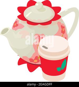 Tea time icon. Isometric illustration of tea time vector icon for web Stock Vector